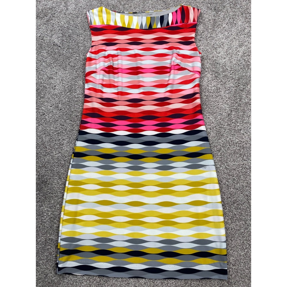 Trina Turk Dress Womens 2 Colorful Stretch Sheath Designer Classic Slimming Mini